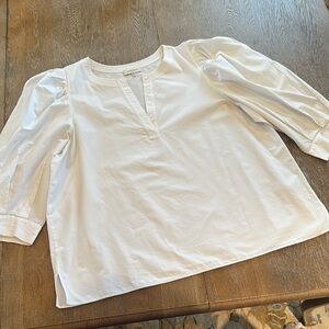 White Cotton Blouse with Puff Sleeves